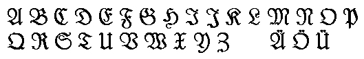 Alphabet (Groschreibung) in alter dt. Schrift